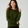 Suéter de Cuello Redondo 75% Cachemira 25% Seda Otoño/Invierno para Mujer Estilo Old Money Top de Punto Capa Base