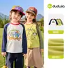 Conjunto de duas peçasCamiseta 100% algodão infantil Dudu, novo estilo outono, blusa de manga longa para meninos, camiseta básica para meninas, camiseta da moda