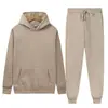 Traje deportivo para hombre para comercio exterior, sudadera con capucha de forro polar de color liso, cálida para otoño e invierno, suéter deportivo de corte holgado