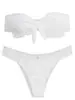 Traje de Baño Bikini sin Tirantes con Abertura de Tela Especial Floral de Color Sólido Nuevo Europeo y Americano 2024 Bikini Bikini Transfronterizo
