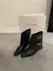 Botas de Moda con Hebilla Retro para Mujer Otoño/Invierno Estilo Nuevo Estilo Británico Tacón Grueso Botas de Pantalón Adelgazantes Punta Cuadrada Pequeña Botines Botas Individuales