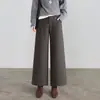Pantalones Rectos de Lana Elegantes de Pierna Ancha para Mujer 2026 Otoño/Invierno Nuevos Pantalones Casuales Sueltos de Cintura Alta Visualmente Más Altos y Delgados Pantalones Cortos