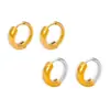 Brincos elegantes com costura circular retrô transfronteiriça em estilo coreano, banhados a aço titânio, anel de ouro verdadeiro 18k, brincos de nicho distintos para mulheres