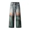 Jeans de Pierna Ancha con Salpicaduras Pintados a Medida para Hombre Jeans de Pierna Ancha con Múltiples Bolsillos Estilo Graffiti para Hombre Jeans para Hombre de Marca Trendy Americana