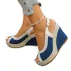 Sandalias de cuña de talla grande con diseño de boca de pez, estilo europeo y americano, para verano 2026, suela gruesa, sandalias romanas de comercio exterior transfronterizo para mujer