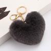 Chaveiro de bola de pelo amor arco-íris coração de pêssego pelúcia acessórios de carro leopardo casal coração pingente fabricantes atacado