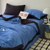 2026 Nuevo Estilo Hilo Esponjoso Sencillo Colcha de Verano Juego de Cuatro Piezas 110*150cm Colcha de Verano Individual Crónica-Azul Blues