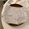 Calzoncillos tipo bóxer de algodón con estampado floral para mujer 10A Antibacterianos Entrepierna Extendida Sin Costuras Cómodos Retro que se ajustan a la cadera