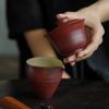 Mi Yan polvo rojo de espino albar cuenco de cubierta de plomo cuenco de té de gres retro japonés hecho a mano juego de té kung fu individual no caliente