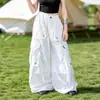 Mono Blanco para Niñas Pantalones de Pierna Ancha Verano 2026 Nuevas Llegadas Niños Grandes Pantalones Casuales Holgados Estudiantes de Secundaria Pantalones Delgados