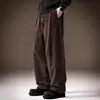 Pantalones casuales para hombre de pana gruesa estilo americano de alta gama, pierna recta holgada, pierna ancha, estilo papá para otoño