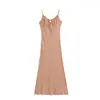 Venta al por mayor de ropa de mujer transfronteriza 2026 verano nuevo estilo europeo y americano color liso ajustado tirantes vestido largo