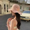 Sombrero de pescador plegable de verano para mujer, transpirable, para exteriores, protección solar, hace que la cara se vea más pequeña, adecuado para salidas a la costa y la playa.