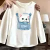 Camiseta de manga larga de algodón puro, nueva y moderna, para niñas, adecuada para primavera y otoño, un top elegante para bebés y niñas pequeñas, perfecta como capa exterior o capa base
