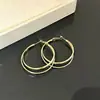 Aretes de Aro Doble de Metal para Mujer, Lujo Ligero, Gama Alta, Elegantes Aretes de Aro Grandes, Aretes de Aro Lisos, Aretes de Botón, Pinzas para Orejas