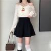 Saia de Veludo Cotelê Outono Inverno Feminina Estilo Preppy Moda Saia Evasê Cintura Alta Slim Elegante Saia Evasê Ins