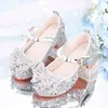 Zapatos de Princesa para Niñas 2026 Nuevo Modelo Zapatos de Cuero para Niños Zapatos de Cristal Tacones Altos para Niñas para Vestidos Zapatos Formales Zapatos de Espectáculo