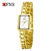 Nuevo Reloj Cuadrado Ofns para Mujer, Elegante Reloj de Pulsera de Lujo Ligero Estilo Chanel, Reloj de Cuarzo Negro Dorado con Diseño Hueco y Correa Simple
