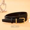 Popular cinturón de cuero de vaca de doble cara para mujer, sencillo, de primera capa. Cinturón fino de piel auténtica para mujer, versátil, para falda, vestido, abrigo