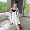 Conjunto de Chaleco y Shorts para Niñas 2026 Estilo Verano para Niños Mayores, Top con Capucha Casual sin Mangas Estilo Universitario Conjunto de Dos Piezas