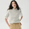 Suéter de punto de cachemira, cuello alto de ochos, top de otoño de manga corta para mujer, novedad, efecto adelgazante, estilo simple y retro