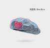 Boina de denim amor para todas as mulheres primavera, verão e outono estilo coreano rosto olhando pequeno chapéu pintor de nuvens estilo japonês chapéu de circunferência de cabeça grande