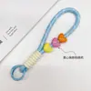 Lanyard de Muñeca Tejido de Corazón de Macaron, Colgante Desmontable Multifuncional para Teléfono Móvil, Llave, Cámara