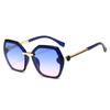 Óculos de sol femininos Nova Moda 2024 Lente transparente perna de metal marinho armação grande óculos de sol poligonais óculos europeus e americanos