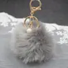 Colgante de Bolsa Bolita de Piel de Perla Llavero de Bola de Piel Llavero de Piel de Conejo Sintético Colgante de Coche Decoración de Bola de Piel Llavero de Piel para Mujer