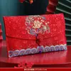 Un Par de Sobres Rojos para Ceremonia de Boda, Ceremonia de Té de los Padres, con Palabras Felices, Sobres Rojos Grandes de Tela