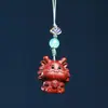 Talla de palisandro de hoja pequeña animal guardián del Zodiaco de dibujos animados bestia cadena para teléfono móvil sándalo colgante para mochila de pareja