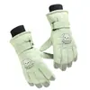Guantes de Esquí para Mujer, Diseño de Cachorro de Dibujos Animados, Ciclismo al Aire Libre para Estudiantes, A Prueba de Frío, Forrados de Felpa, Engrosados, Compatibles con Pantalla Táctil, Guantes Cálidos de Invierno