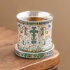 Fabricante 999 Juego de Té de Plata Dorada Taza de Té de Cerámica Patrón Auspicioso de Dunhuang Taza Giratoria Taza de Té Lujo Accesible Taza Maestra Individual