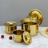 Copo de Sabor em Aço Inoxidável, Pote de Tempero Dourado, Caixa de Temperos Comercial Coreana, Pote de Tempero de Cozinha com Tampa, Copo para Ensopado e Sopa