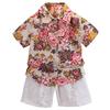 Conjunto de Camisa Floral da Moda de Manga Curta para Crianças 2024 Verão Novo Meninos e Bebês de Tamanho Pequeno e Médio Roupas da Moda Casuais de Duas Peças