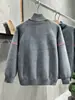 Cardigan suéter de gola alta meio tom com zíper, masculino, primavera, outono, inverno, estilo americano, moderno, solto, casual, jaqueta de tricô