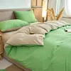 Juego de Ropa de Cama de Tres Piezas de Algodón Puro de Color Sólido para Exportación Transfronteriza, Uso en Hogar y Dormitorio, Juego de Ropa de Cama de Cuatro Piezas de Algodón Puro Teñido en Hilo Hecho a Medida de Fábrica