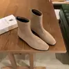 Aumento de altura interna de 6~8~10cm~Novas botas versáteis quadradas de camurça vintage 2025 com salto grosso para aumento de altura e ajuste slim