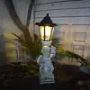 Nova Estátua de Resina Alimentada por Energia Solar Poste de Luz Anjo para Decoração de Jardim Externo Villa, Ornamento de Gramado
