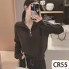 Suéter Feminino de Gola Alta com Meio Zíper, Estilo Relaxado e Confortável, para Outono e Inverno, Slim e Versátil, Manga Longa, Peça de Baixo em Tricô, Top de Tricô Quente