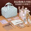Bolsa de Maquiagem de Três Camadas com Nove Compartimentos e Bolinhas, Grande Capacidade, Alta Aparência, Bolsa de Higiene Pessoal para Viagem, Bolsa de Armazenamento de Cosméticos Portátil de Mão