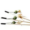 Caña de Juguete para Gatos para Juego Interactivo, Juguete de Madera para Gatos de Entretenimiento Propio con Plumas, Arpillera, Varilla de Madera, Hierba Gatuna y Diseño de Carpa