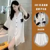Popular de alta qualidade luxo leve estiloso seda gelada vestido camisa pijama feminino verão novo luxuoso roupão de dormir roupa de casa conjunto fino