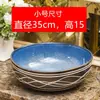 Lavabo de cerámica para encimera, de una sola cubeta, estilo vintage, lavabo artístico redondo para baño, lavabo artístico antiguo para uso doméstico