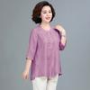 Camiseta de verano de siete mangas para madre de mediana edad, top estilo occidental 2024 nuevo traje de camisa de primavera para mujeres de mediana edad y ancianas