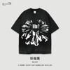 2025 Primavera e Verão Marca Americana de Moda High Street Estampa Grafiti Tops Soltos de Meia Manga Retrô Camisetas de Manga Curta para Homens e Mulheres
