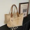 Bolsa de Lona de Grande Capacidade para Mulheres, Novo Estilo Verão 2026, Bolsa de Ombro Casual para Compras, Bolsa Tote para Deslocamento Diário de Estudante Universitário
