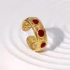 Anel Aberto Europeu e Americano Transfronteiriço Francês Retro Temperamento de Alto Padrão Sentido Medieval Nicho Personalidade Aço Inoxidável Feminino Não Desbota