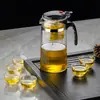 Taza Elegante Vidrio Espeso Resistente a Altas Temperaturas Juego de Té Casero Infusor de Té Separación de Té y Agua Preparación de Té con un Botón