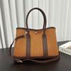 Bolso de jardín de piel de vaca con capa superior de cuero y lino de lana 2024, bolso de hombro diagonal portátil para mujer, venta al por mayor transfronteriza